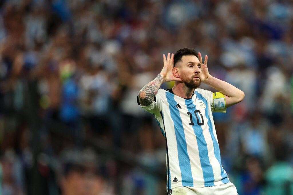 Messi festeggia il gol contro l'Olanda nel 2022