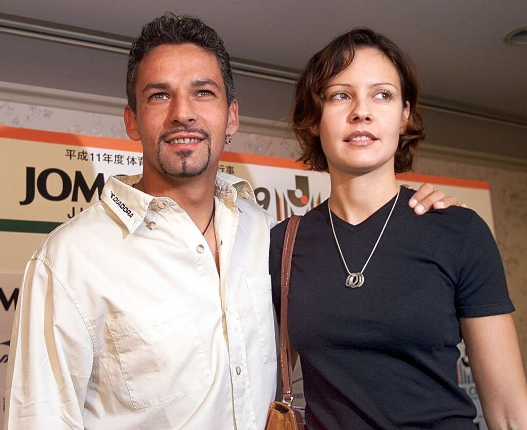 Roberto Baggio e la moglie Andreina nel 1999