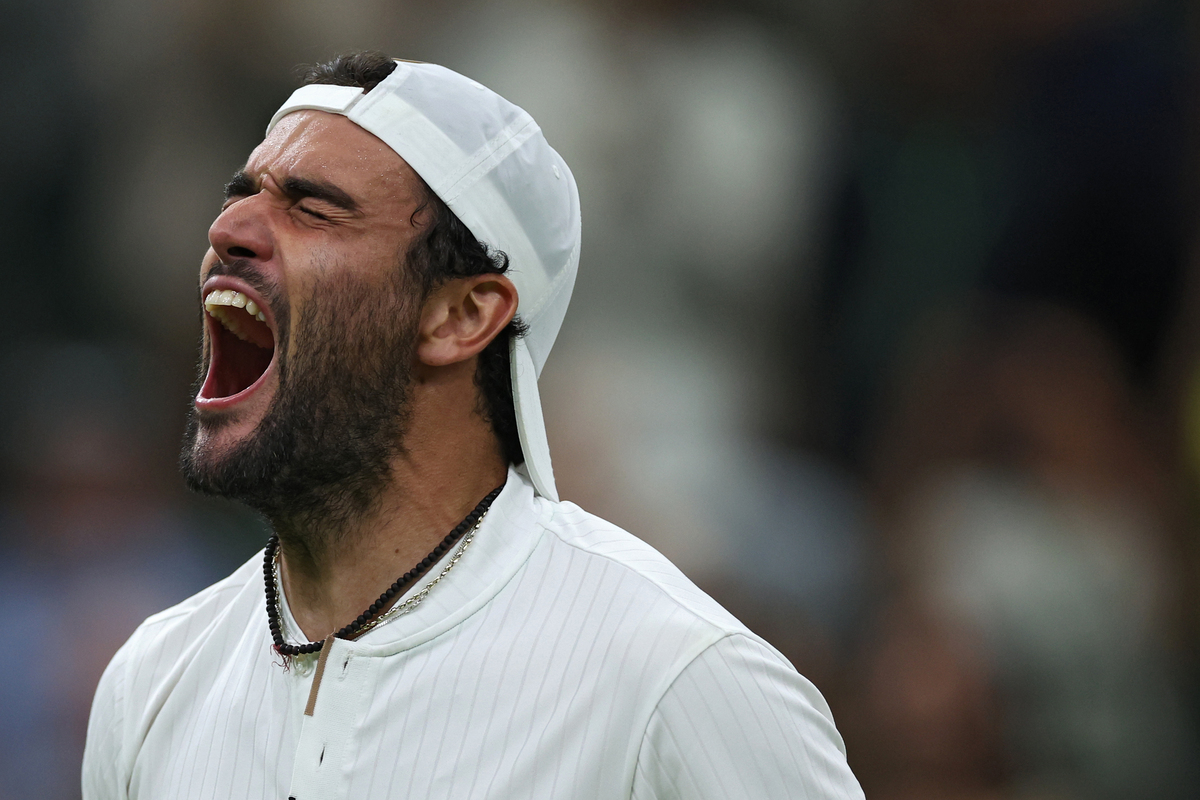 Matteo Berrettini urla a Wimbledon 2023