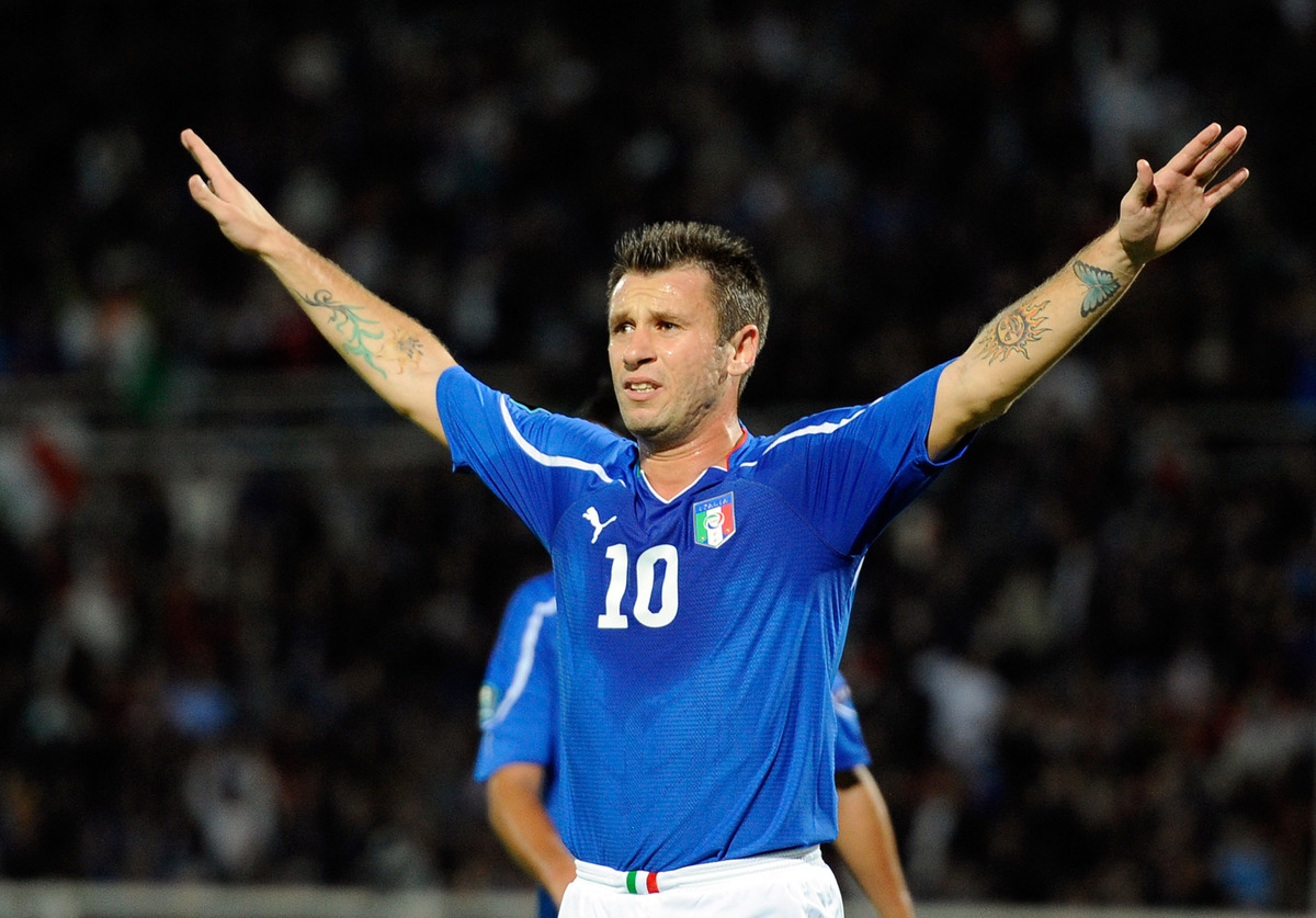 Antonio Cassano con la maglia della Nazionale